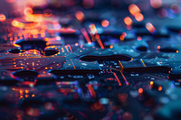 Wall Mural - a close up of a circuit board with a hole in the middle