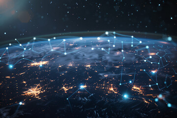 Poster - A night time view of the earth with a lot of lights