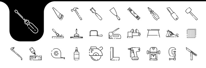 carpenter line icon set collection design vector