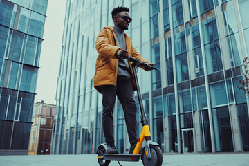 A man operating an electric scooter