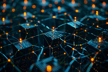 Wall Mural - a computer generated image of a network of connected cubes