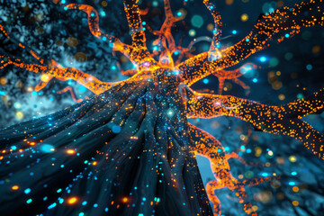 Poster - A computer generated image of a tree with glowing branches