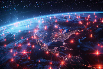 Wall Mural - a satellite view of the united states at night