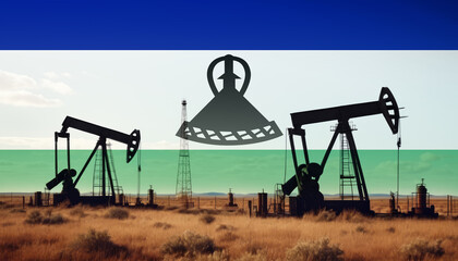 Wall Mural - Lesotho oil industry .Crude oil and petroleum concept. Lesotho flag background