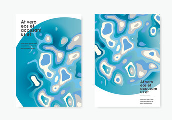 Fototapete - Liquid vector shapes background. Abstract color blue design. Futuristic templates