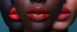 Lipstick Makeup Advertising , close up Lips. Red,  website advertising banner for lipstick, Showcase different shades on diverse skin tones to emphasize inclusivity, ui, ux, ui/ ux, website