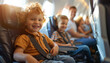 Safety First: Parents and Children Preparing for Takeoff in Aircraft
