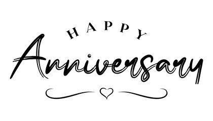 Wall Mural - Happy Anniversary hand drawn lettering vector illustration.