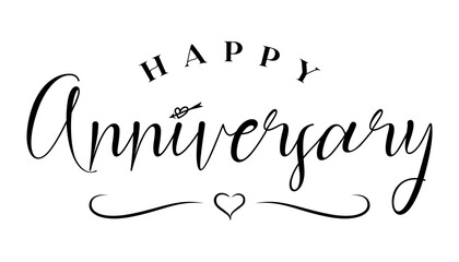 Wall Mural - Happy Anniversary hand drawn lettering vector illustration.