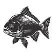 Silhouette piranha fish animal black color only full body
