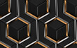 © ADDICTIVE STOCK - 3D tiles made of black elements and gold with silver metal decor