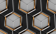 © ADDICTIVE STOCK - 3D tiles made of white and black elements and gold with silver metal decor