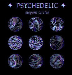 Poster - Elegant circles with psychedelic wavy pattern for contemporary design.