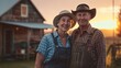 farming, gardening, agriculture, harvesting and people concept - senior couple with shovel picking carrots at farm garden