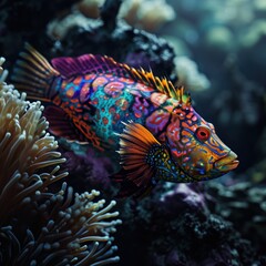 Wall Mural - a colorful fish swimming in a coral reef