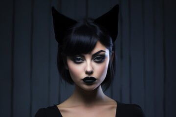 Poster - a woman with cat ears and black lipstick