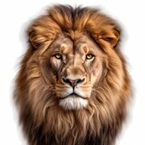 Fototapeta Na sufit - lion face shot isolated on transparent background cutout