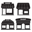 shop building icon set, Convenience store, shop material set, Marketplace vector icon set. Retail outlet vector symbol for UI design.