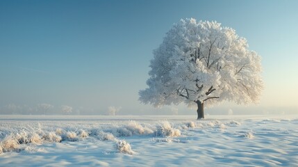 Wall Mural - tree in winter landscape