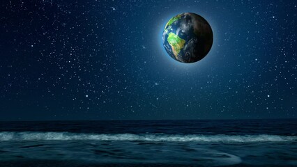 Wall Mural - the earth rotates in the see background. elements of this image furnished by nasa