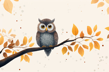 Calm owl perched on a branch