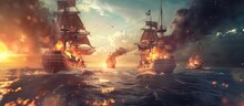 Pirate Ship War At The Open Sea