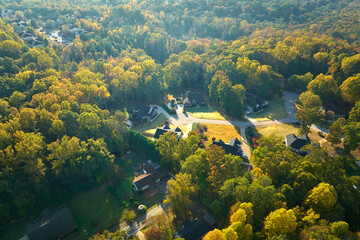 Wall Mural - Aerial view of classical american homes in South Carolina residential area. New family houses as example of real estate development in USA suburbs