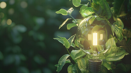 Wall Mural - Illuminating the Path to Sustainability: A Glimpse into the Future of Eco-Friendly Lighting and Renewable Energy through Innovative AI Technology