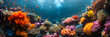 fish in aquarium Tropical Coral Reef,
Colorful undersea coral reefs with tiny little fishes
