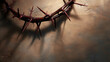 Close-up of Jesus Christ Crown of thorns on brown background, easter christian celebration