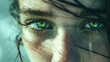 Green eyes of a woman, realistic photo