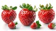 The strawberry is isolated with a leaf on a white background. Full depth of field is used.