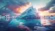 © SD2 - an iceberg floating in the water with sun light behin