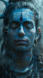 Fototapeta Big Ben - Lord Shiva statue close up portrait. Young handsome indian god. AI Generative