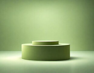 Aesthetic round podium, Olive-color Podium product display. Neutral green 3d Round Stage Mockup.