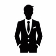 Silueta de hombre de negocios en un icono de fondo blanco que puede usarse como avatar o imagen de perfil