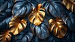 Golden Textured Monstera Leaf Illustration for Visualization of Love and Romance Generative AI