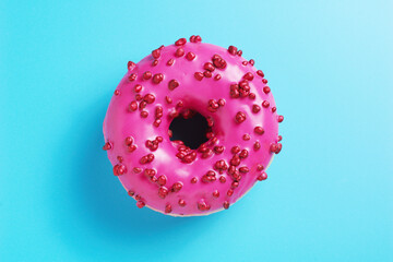 Wall Mural - Pink donut with sugar balls