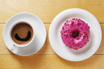 Wall Mural - Pink donut and coffee