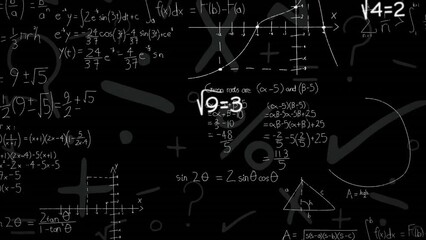 Poster - Animation of mathematical equations on black background