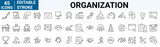 Fototapeta Na ścianę - Planning and organization line web icons. Business Management, Meeting, Conference. Vector illustration. Outline icon. Editable stroke.
