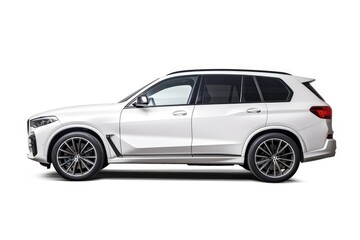 Side view white suv car isolated on white background with clipping path