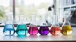 The table becomes a testament to the artistry of scientific investigation, with medical flasks showcasing a captivating array of colorful reagents, igniting a sense of curiosity and fascination.