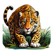 Jaguar auf der Pirsch Illustration Vektor isoliert transparent hintergrund