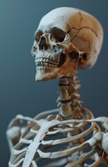 a skeleton with a blue background