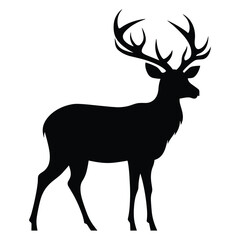 Wall Mural - Deer black Silhouette vector