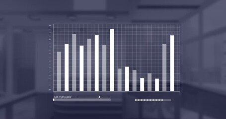 Sticker - Animation of financial data processing over empty office