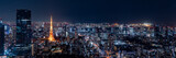 Fototapeta Miasto - Tokyo central area city view with Azabudai Hills and Tokyo Tower at night.
