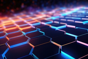 Poster - technology background hexagon glow neon line business background theme