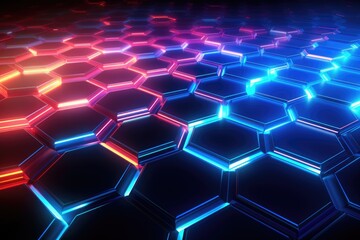 Wall Mural - technology background hexagon glow neon line business background theme